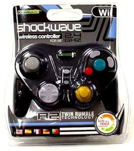 KMD Komodo Shockwave Wireless Black Controller for Wii and Gamecube