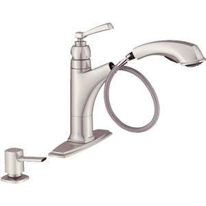 Sale Moen 87659 Pullout Spray Kitchen Faucet With Soap Dispenser
