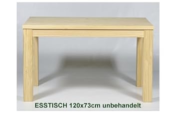 Esstisch Holz Pinie massiv Tisch 120x73cm unbehandelt - kjfghfuhjio