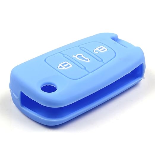 Navy Blue Silicone Key Cover Case Holder Chain Bag fit for Kia Smart 3 Buttons