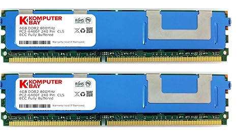 2x 4GB 240 Pin 667MHz DDR2 PC2-5300F CL5 ECC Fully Buffered modulo di memoria FB-DIMM Komputerbay 8GB