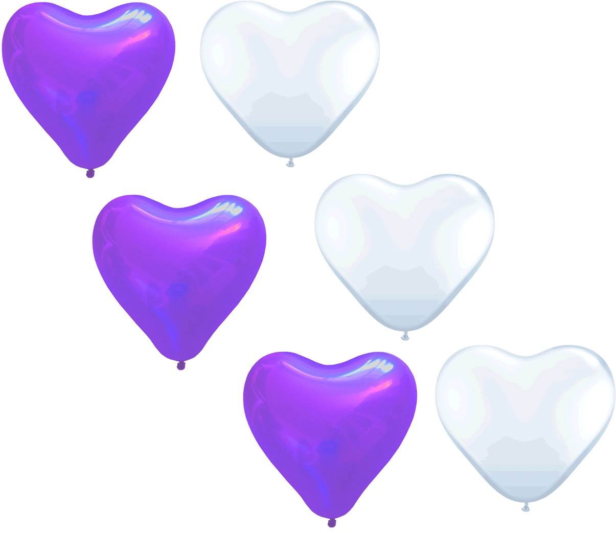 50 große Herzballons lila und weiß Luft