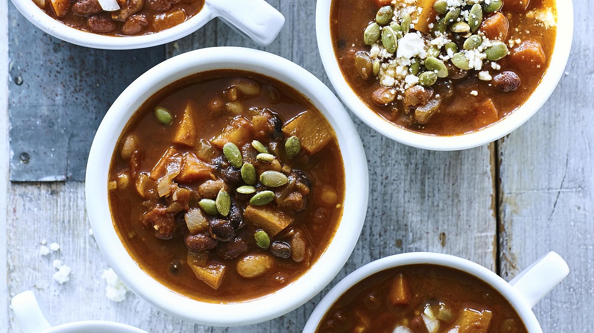 Four-bean & pumpkin chili
