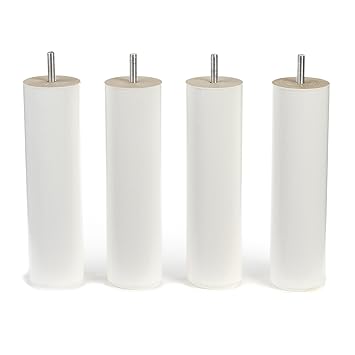 Cylindre Lot De 4 Pieds De Sommier Tapissier H30cm Blanc