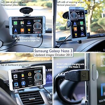 Note 2 /& Note 3 with aux-Out to car-Speakers Works with All Cases and Extended Batteries. S4 iBOLT xProDock Active Car Dock//Holder//Mount for Samsung Galaxy S3