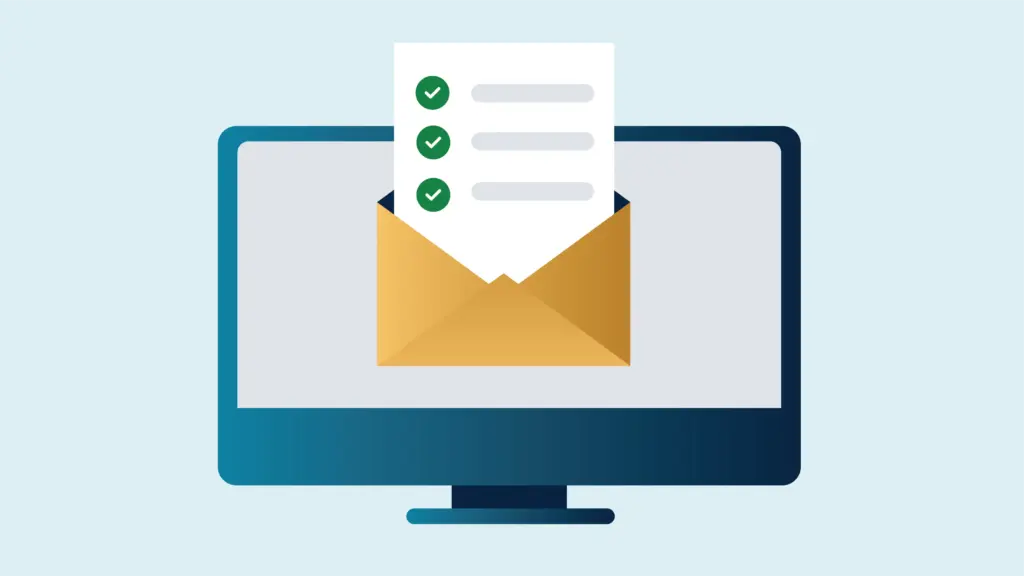 Illustration of an email on a computer monitor.