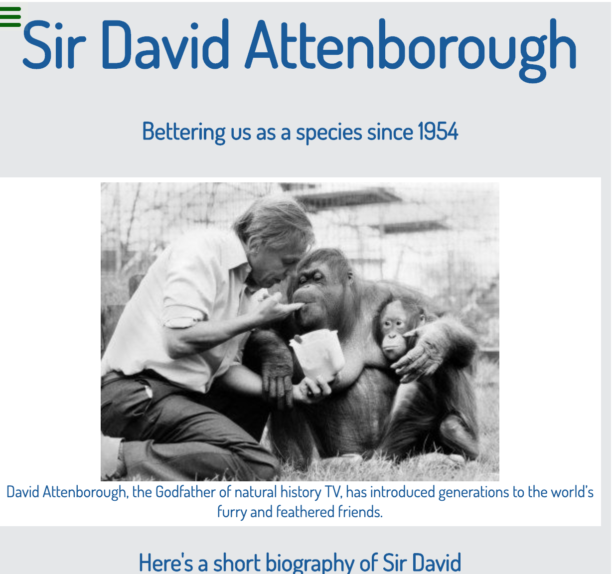 David Attenborough Tribute page