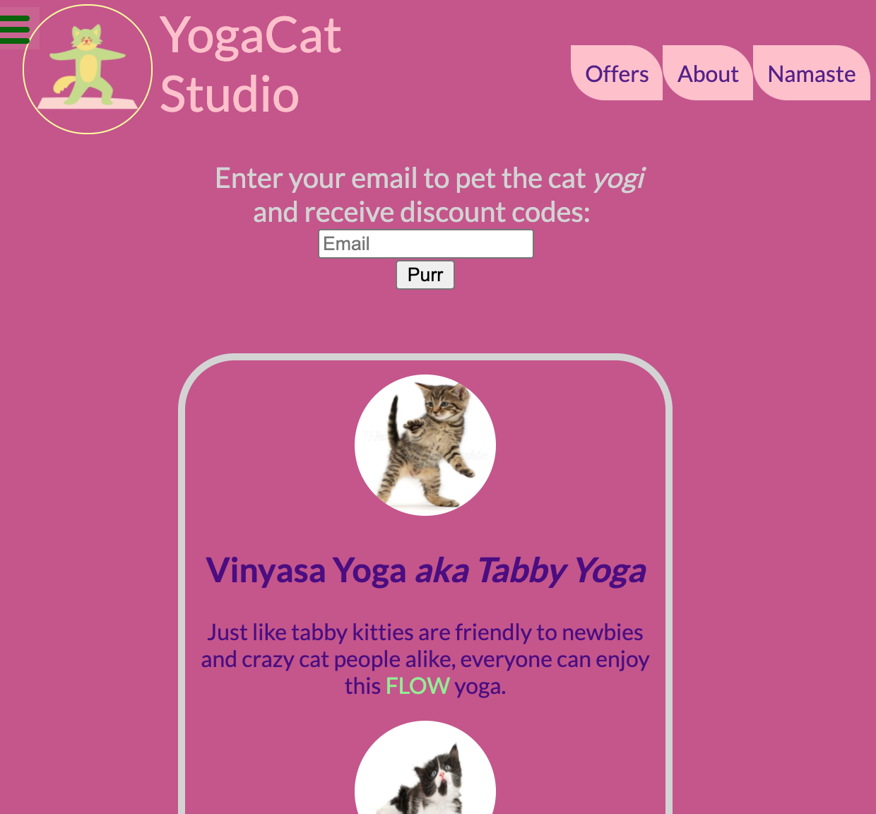 YogaCat Studio Landing Page