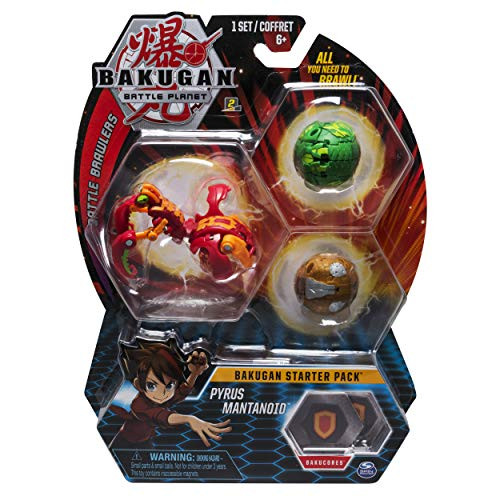 Bakugan Starter Pack 3-Pack Pyrus Mantonoid Collectible Action Figures for Ages 6 and Up, 본문참고 