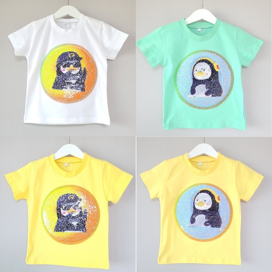 여름신상 아동 반전 스팽글 티셔츠 자이언트 펭수 폥수 평수 