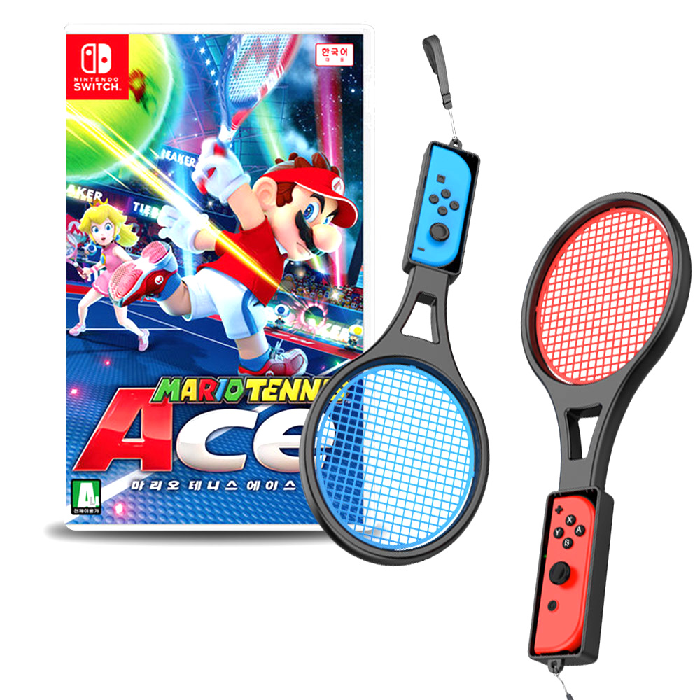 닌텐도 마리오 테니스 에이스 게임 + 조이콘 테니스 라켓 2p 패키지, 1세트 