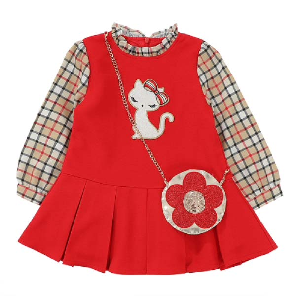 [현대백화점][프렌치캣] 레드 체크 배색 원피스 CH 드레스 (Q01DAO070R1) 