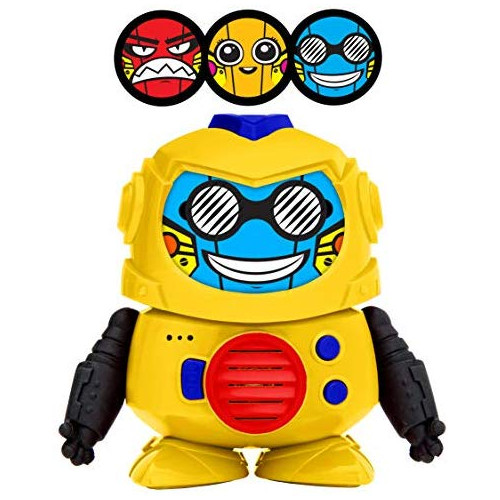 Power Your Fun Tok Tok Voice Changer Robot Toys - Mini Talking Robots for Kids with 3 Robot Voices and LED Faces for Ages 3 and Up Blue, Color = Yellow 