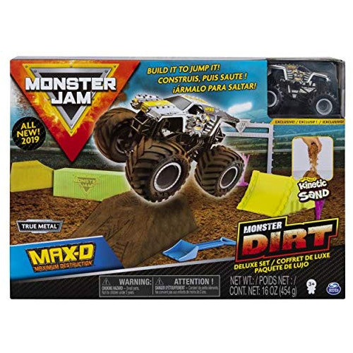 Monster Jam Max D Monster Dirt Deluxe Set Featuring 16 Ounces of Monster Dirt & Monster Jam Truck, Style = Maximum Destruction 