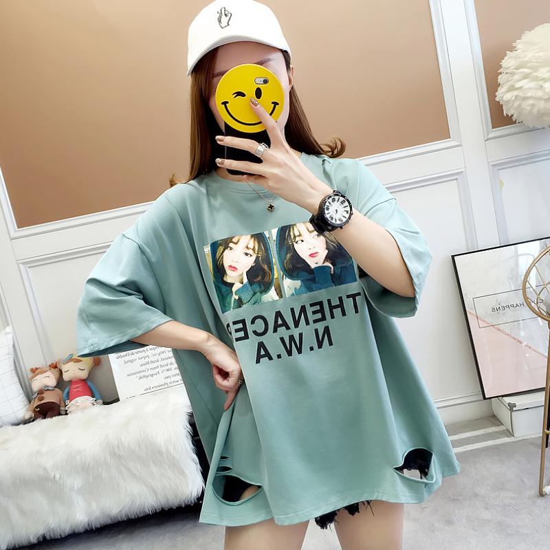 생활연구소 봄여름 온라인 레드 반팔 티셔츠 기장 루즈핏 여장 여성 긴소매 