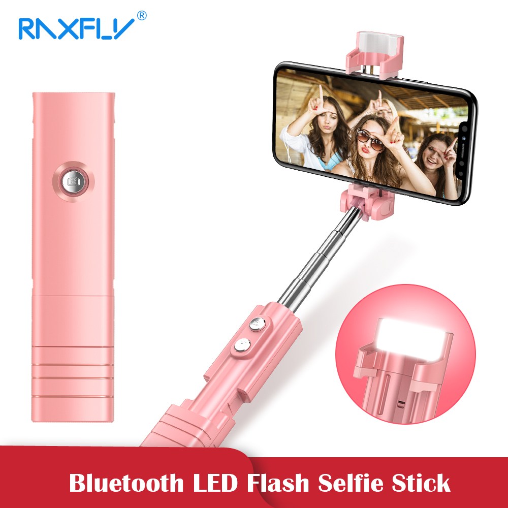 Raxfly 블루투스 selfie 스틱 아이폰 x 최대 xr 8 7 foldable monopod 미니 휴대용 selfie 스틱 삼성 갤럭시 s10 s9 s8, 1개, Black 