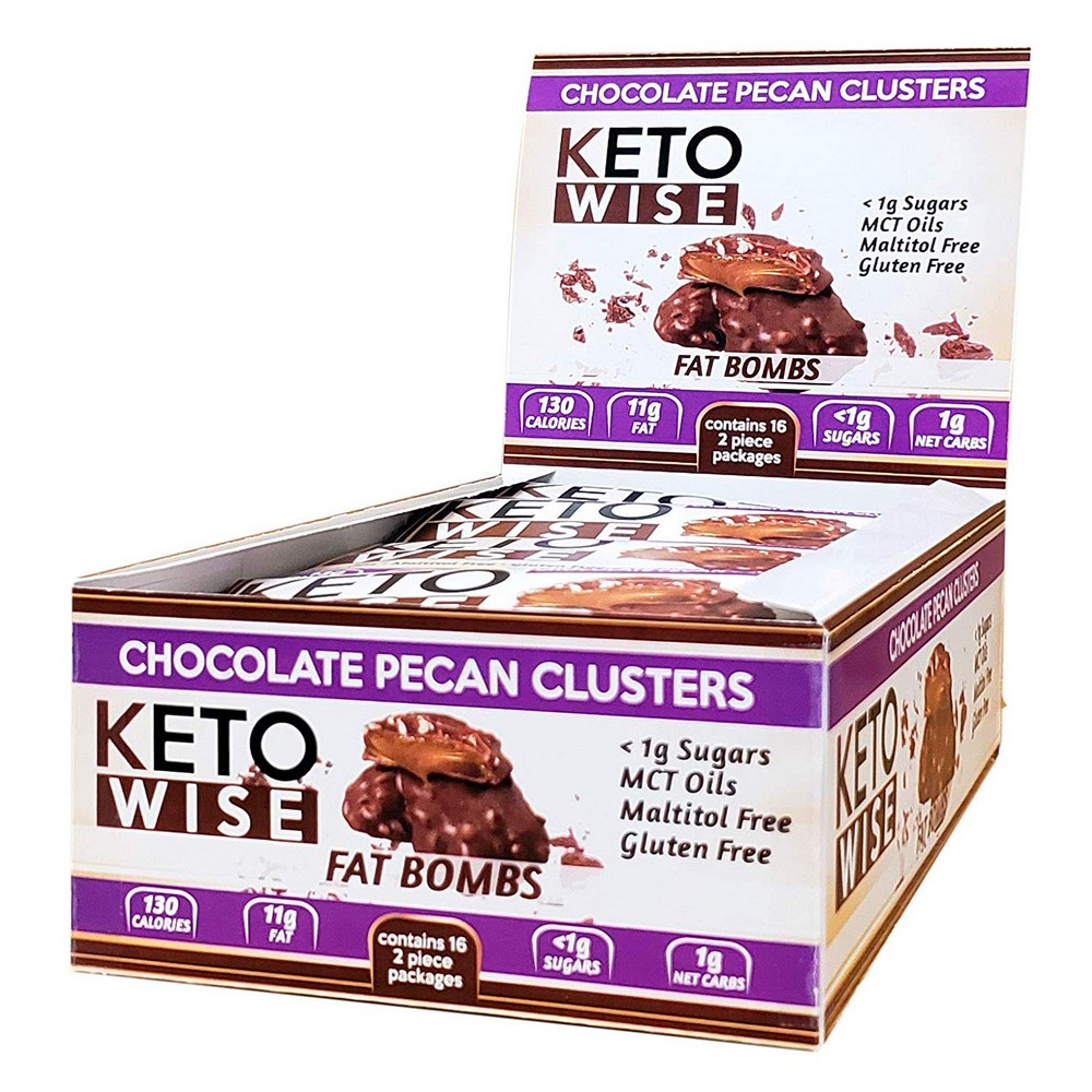 Keto Wise 칼로리폭탄 피칸 클러스터 16Count 상자 18 온스 초콜릿 피칸 클러스터 18 온스, 선택, 상세설명참조 