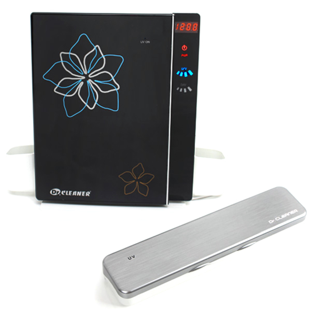 닥터크리너 칫솔살균기 가정용 패턴 블랙 BIO-103 + 건전지&USB 겸 헤어라인 휴대용 HL-1000, 가정용(BIO-103), 휴대용(HL-1000), 메탈릭실버 