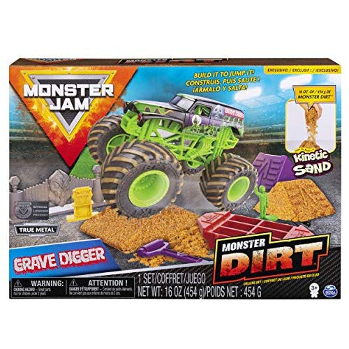 Monster Jam Max D Monster Dirt Deluxe Set Featuring 16 Ounces of Monster Dirt & Monster Jam Truck, Style = Grave Digger 