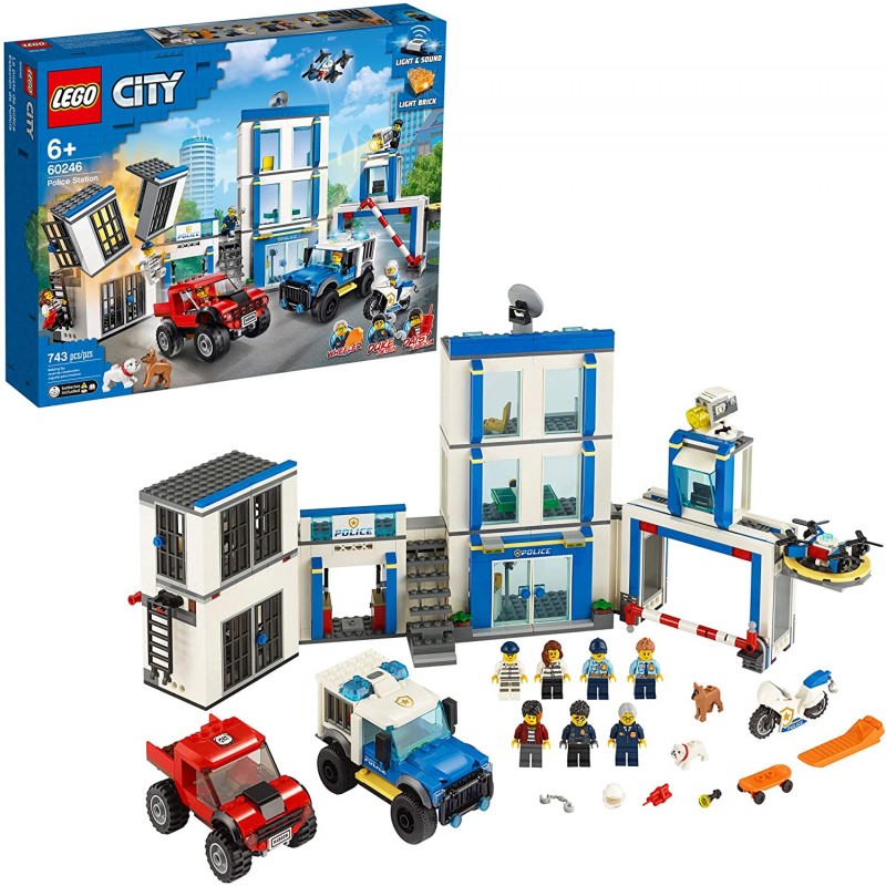 레고 시티 경찰서 60246 경찰 장난감 어린이를위한 재미있는 빌딩 세트 새로운 2020 년 (743 조각) 