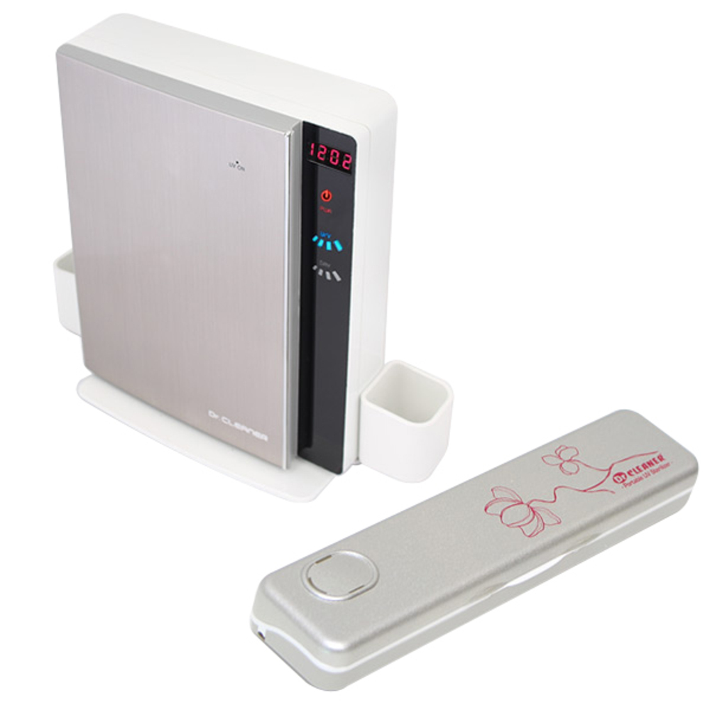 닥터크리너 가정용 칫솔살균기 BIO-113 + 휴대용 건전지 USB 겸용 칫솔살균기 BIO-301, 가정용(BIO-113), 휴대용(BIO-301), 패턴 실버 