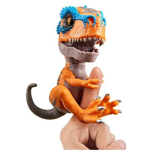 Untamed T-Rex by Fingerlings – Tracker (Black/Green) - Interactive Collectible Dinosaur - By WowWee, Style = T-Rex-Scratch (Orange) 