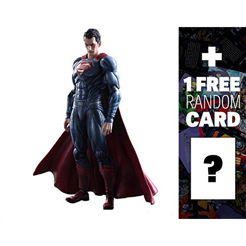 Superman: Batman v Superman Dawn of Justice x Square Play Arts Kai Action Figure + 1 Free Official DC Trading Card Bundle 