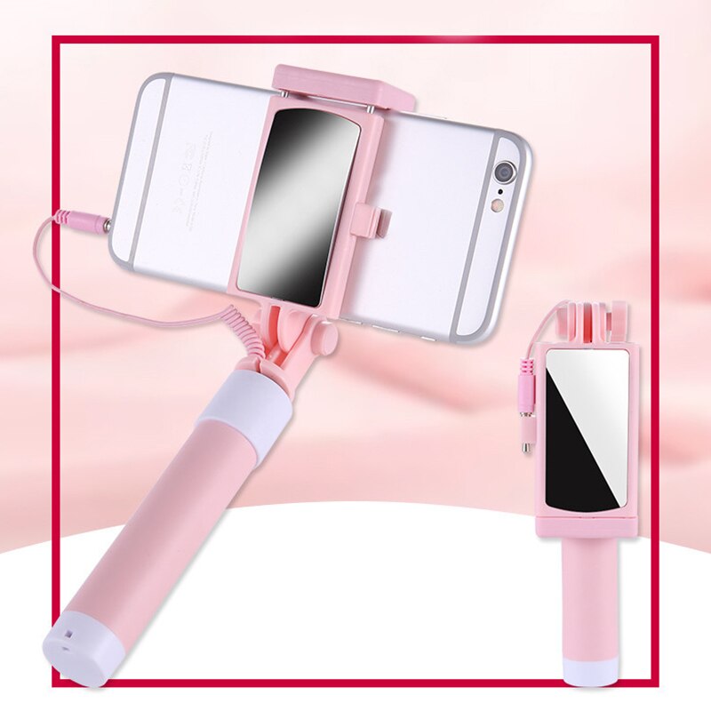 미니 selfie 스틱 monopod 아이폰에 대한 ios 안드로이드에 대한 foldable 휴대 전화 홀더를 유선 삼성 xiaomi 스마트 폰 selfie 스틱, 1개, As Shown 