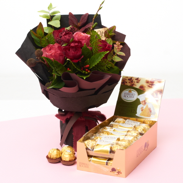 에찌로즈꽃다발+페레로로쉐(36입)꽃배달 기념일이벤트, (2)지정일배송 