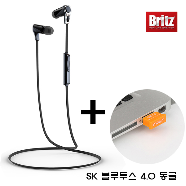 브리츠 블루투스 이어폰 BZ-M1000　, BZ-M1000 블랙+SK 블루투스 4.0 동글 