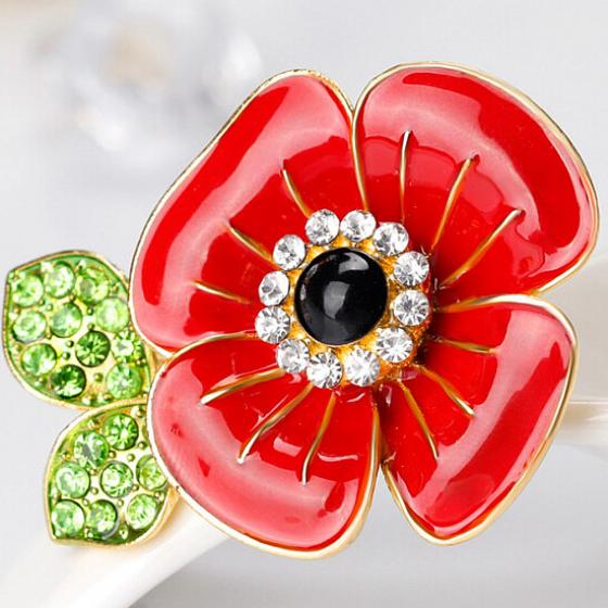 굿씽폭스 양귀비꽃 다이아몬드 크리스탈 백팩 장식 보석 선물 남녀공용 