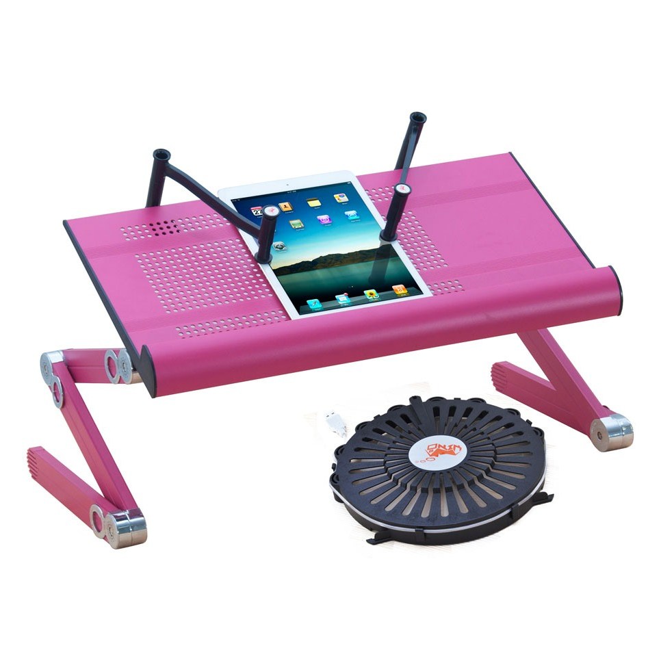YIYO 신형 누워서보는 독서대 각도조절 태블릿 노트북거치대 1인컴퓨터책상, KX-56+USB쿨러+핑크 