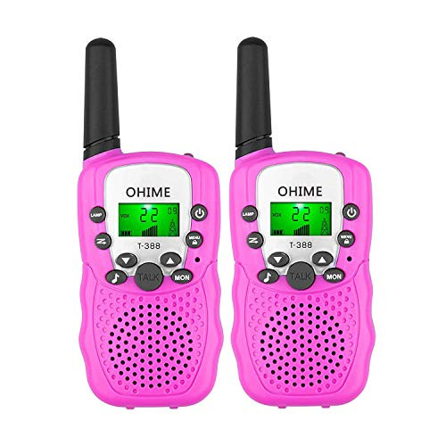 Ohime Kids Walkie Talkies Cover 3 Miles Range with Backlit LCD Flashlight 22 Channels 2 Way Radio Toy Outdoor Adventures Camping Hiking Party (, Color = 2 Pink 