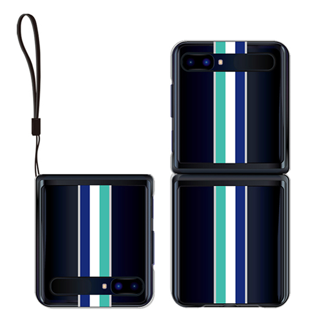 Wk 라인3 블랙 하드 갤럭시 Z 플립 케이스 + 스트랩 (세트 상품) 휴대폰 