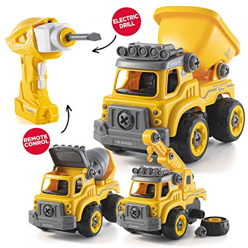 Take Apart Toys with Electric Drill | Converts to Remote Control Car | 3 in one Construction Truck Take Apart Toy for Boys | Gift Toys for Boys 3, 본문참고 