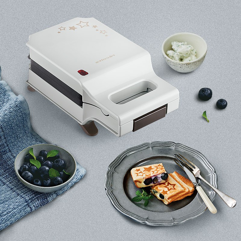 샌드위치제조기 recolte일본 가정용 토스터 체크무늬 샌드위치 기계 토스터기, T03-별 그레이 