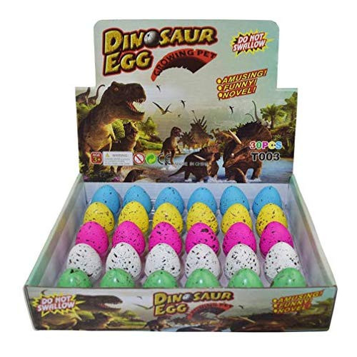 Dinosaur Eggs Toy Hatching Growing Dino Dragon for Children Large Size Pack of 30pcs Colorful Crack by Yeelan, Color = Colorful Point 