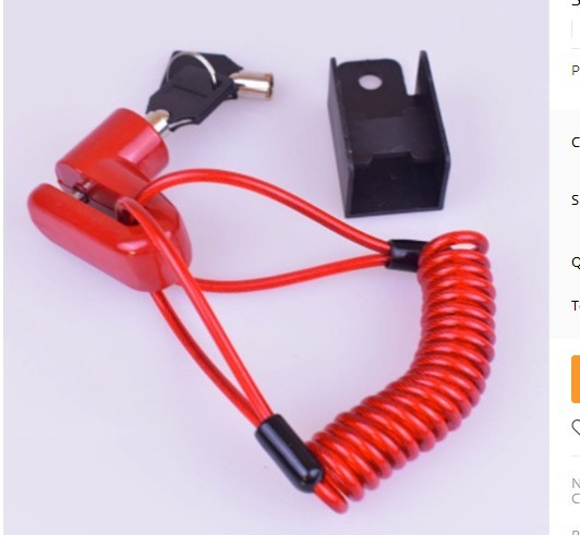 전동 킥보드 전기 자전거 자물쇠 도난 방지 잠금 락, 빨간색 디스크 브레이크 잠금 장치 + 와이어 로프 