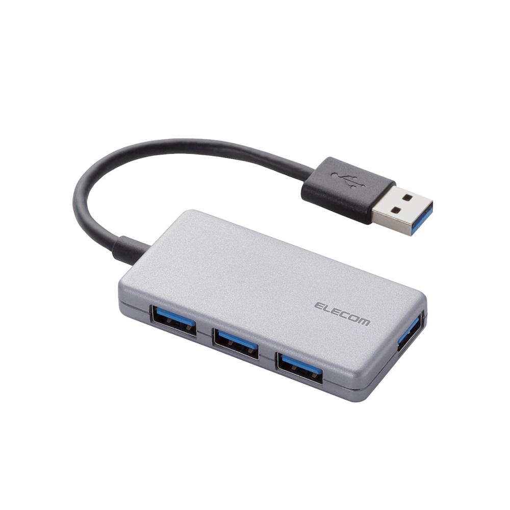 엘레컴 4포트 컴팩트 USB 3.0 허브 U3H-A416B, 실버(U3H-A416BSV) 