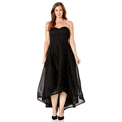 City Chic Womens Apparel Womens Plus Size Maxi Sweetheard Necklined Dress with Bead Detailing 