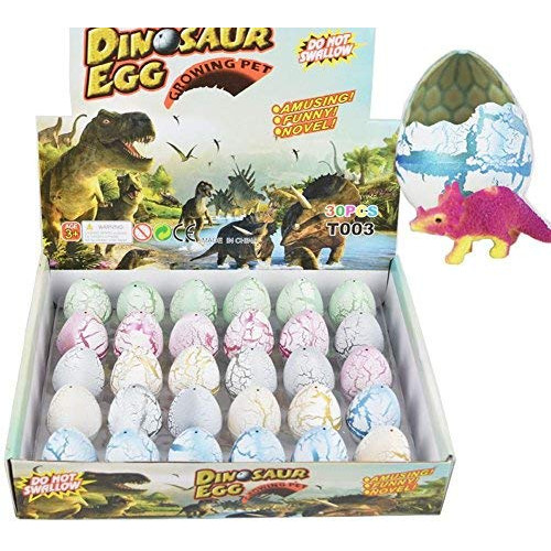Dinosaur Eggs Toy Hatching Growing Dino Dragon for Children Large Size Pack of 30pcs Colorful Crack by Yeelan, Color = White Crack 