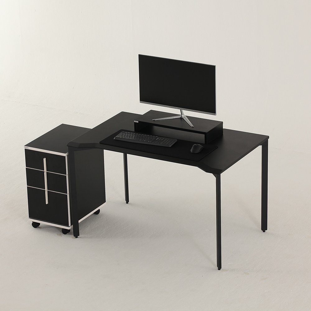 다가구 페르마타 플레어 1200 게이밍 1인용 컴퓨터 책상, 블랙+블랙 