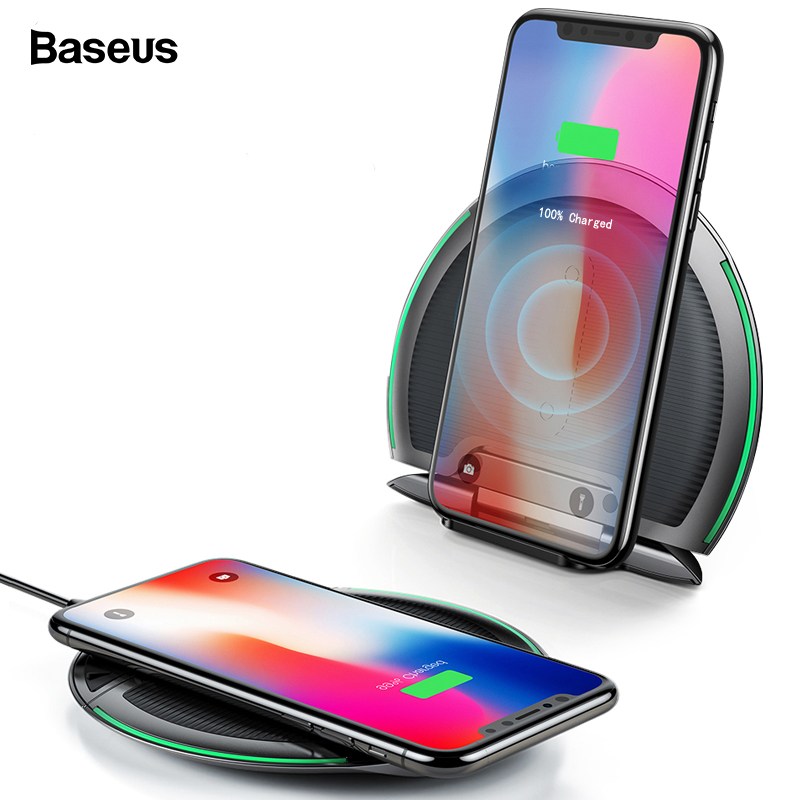 Baseus foldable qi 무선 충전기 아이폰 xs 맥스 x 10 w 3 코일 빠른 무선 충전 패드 삼성 s9 s8 xiaomi 믹스 3 2s, 1개, Black 
