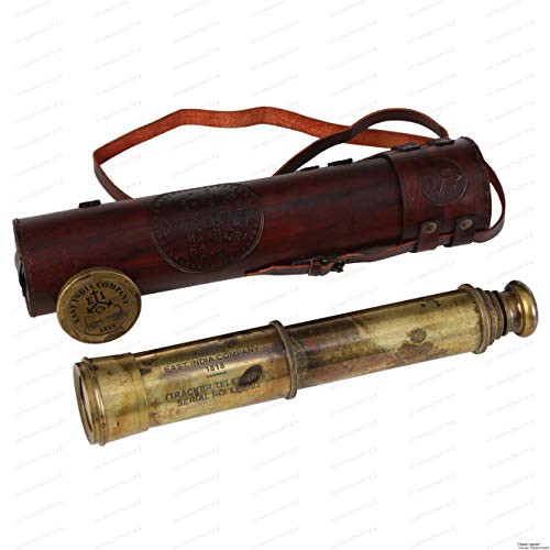 US HANDICRAFTS Handmade Brass Telescope East India Company 1818 Tracker Spyglass Scope Replica Antique 32 inch Large Vintage Souvenir with Hand-S, 본문참고 