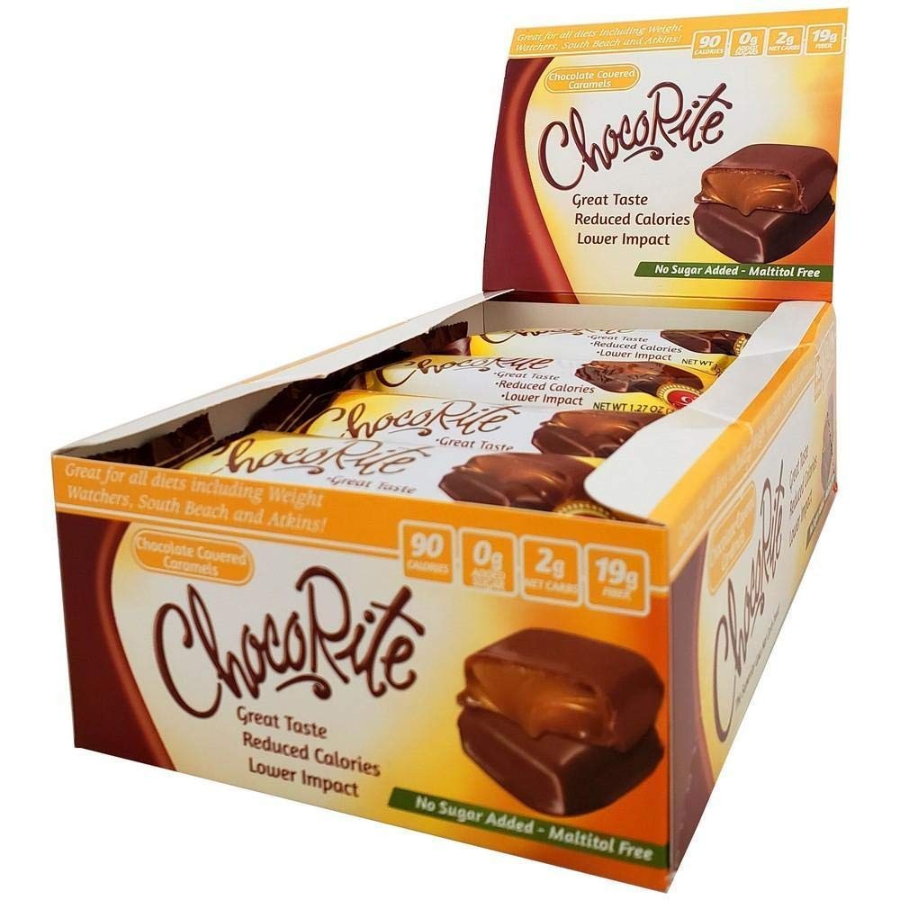 ChocoRite ?- 다이어트 초콜릿 카라멜 - 16 / 박스 - 높은 섬유 - 저칼로리 - 설탕, 선택, 상세설명참조 