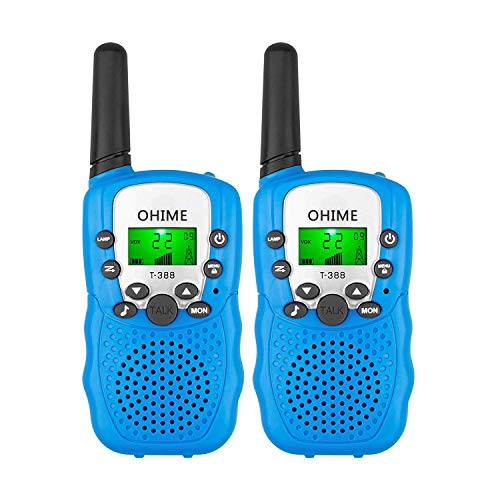 Ohime Kids Walkie Talkies Cover 3 Miles Range with Backlit LCD Flashlight 22 Channels 2 Way Radio Toy Outdoor Adventures Camping Hiking Party (, Color = 2 Blue 