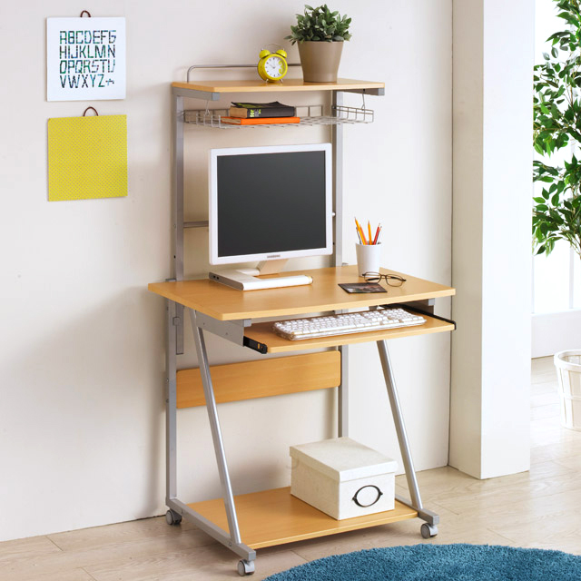 블랑누보 원룸 선반형 컴퓨터 책상 높이조절 미니 디자인 테이블 1인용, 비취 