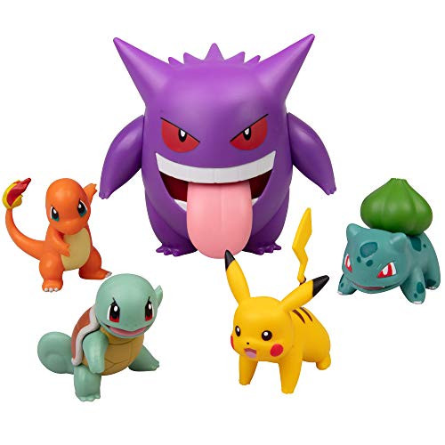 Pok&eacutemon 피규어 Multi Pack Set with Deluxe Action Gengar - Generation 1 - Includes Pikachu Squirtle Charmander Bulbasaur and Gengar - 5 Pieces, 본문참고 
