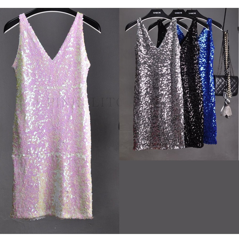 섹시 스커트 스팽글 원피스 클럽 파티룩 패션 여성 여름 미니 드레스 