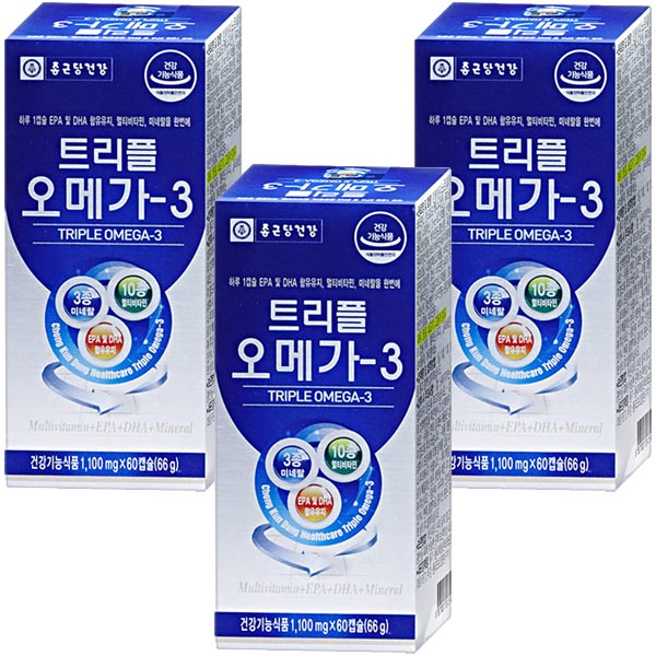 종근당건강 트리플 오메가3 60캡슐 (60일분), 3개 